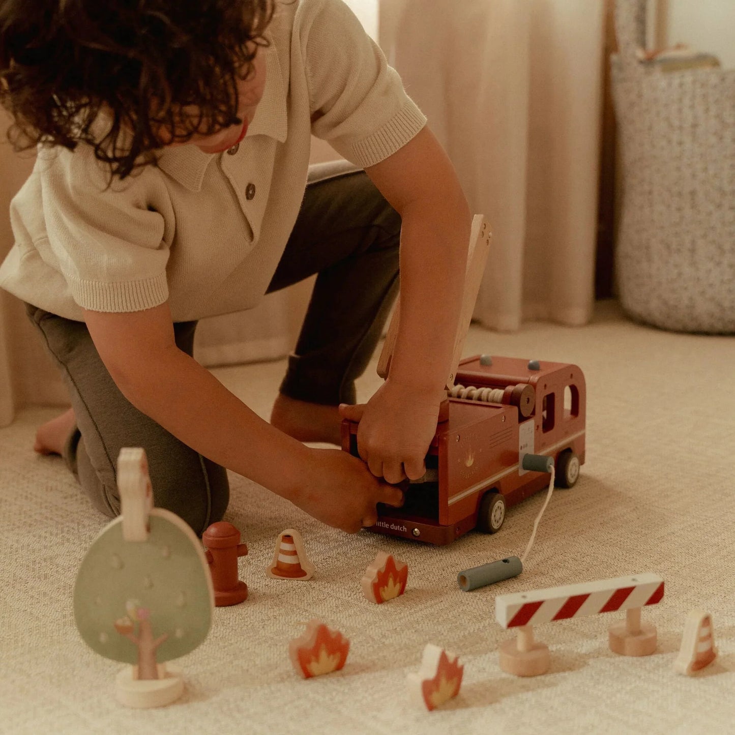 (Pre-Order) Little Dutch Wooden fire truck – Red – Essentials