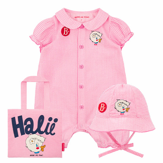 (Pre-Order) Bebedepino Harley Newborn Checkered Overalls Set