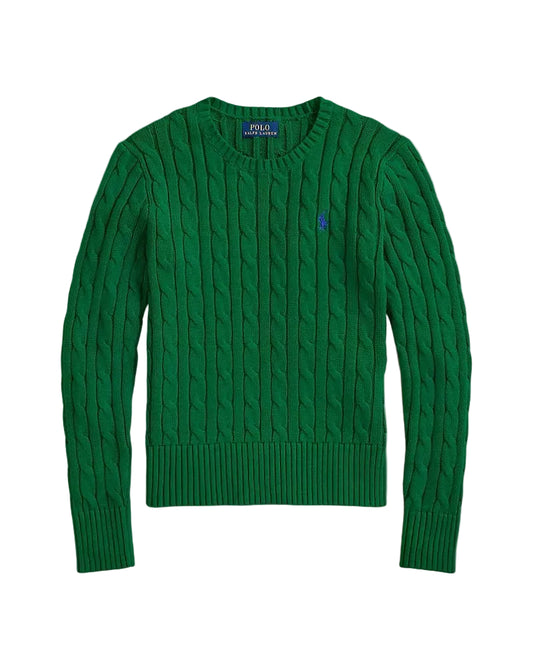 (Pre-Order) Cable-Knit Cotton Sweater Athletic Green