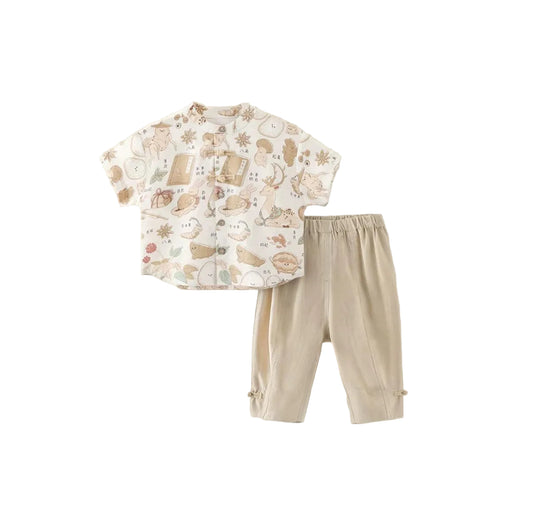 (Pre-Order) Han Gong Fu Forest Friends Casual Tang Suit