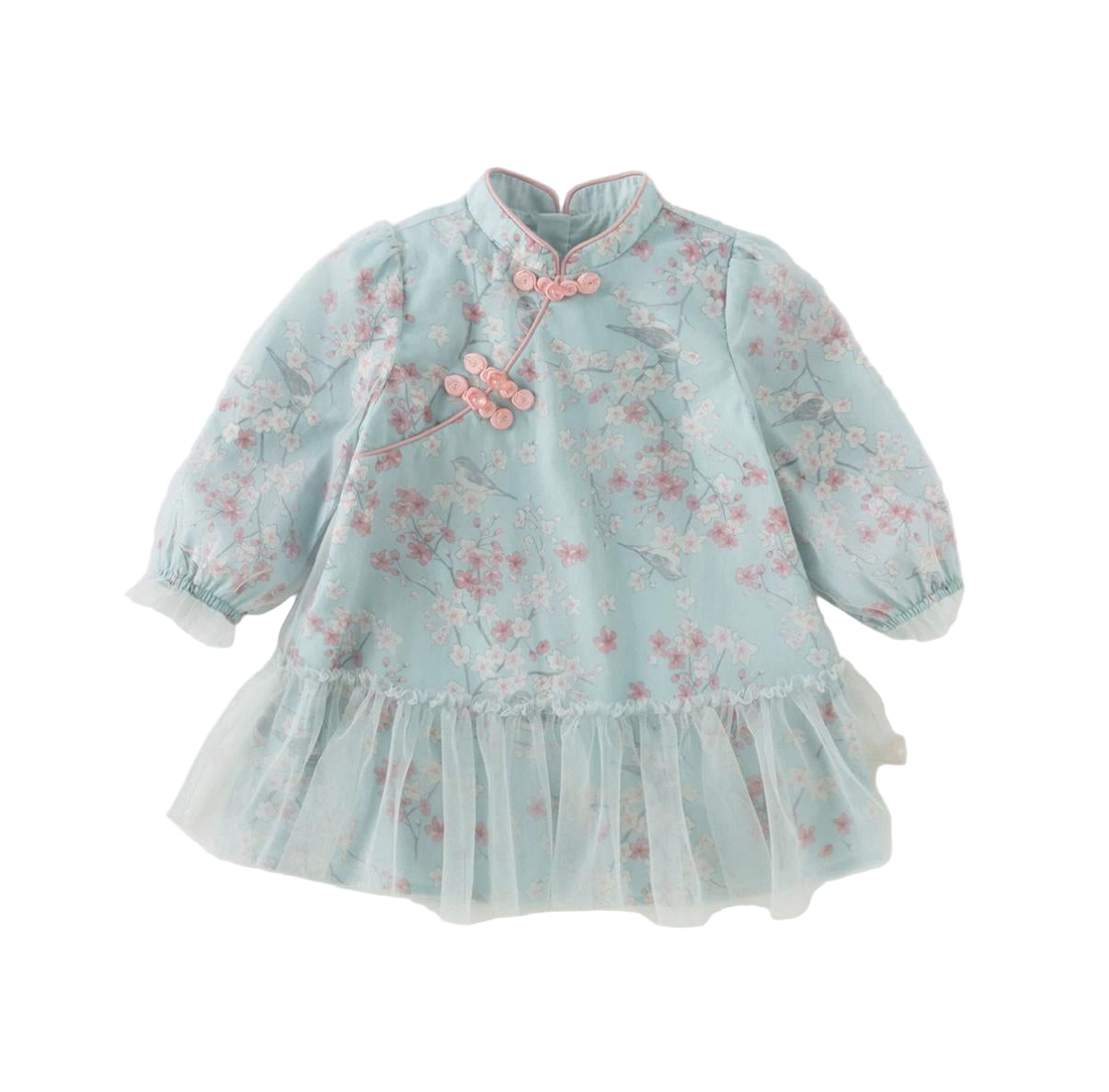 (Pre-Order) Dave & Bella Girls Autumn Elegance Chinese Style Mesh Floral A-line Party Dress