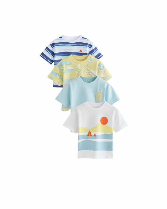 (Pre-Order) Blue/Yellow Surf Short Sleeve T-Shirts 4 Pack
