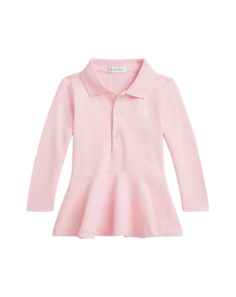(Pre-Order) Ralph Lauren Cotton Mesh Peplum Polo Shirt Pink