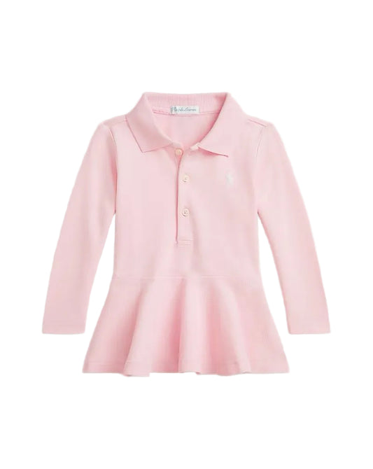 (Pre-Order) Ralph Lauren Cotton Mesh Peplum Polo Shirt Pink