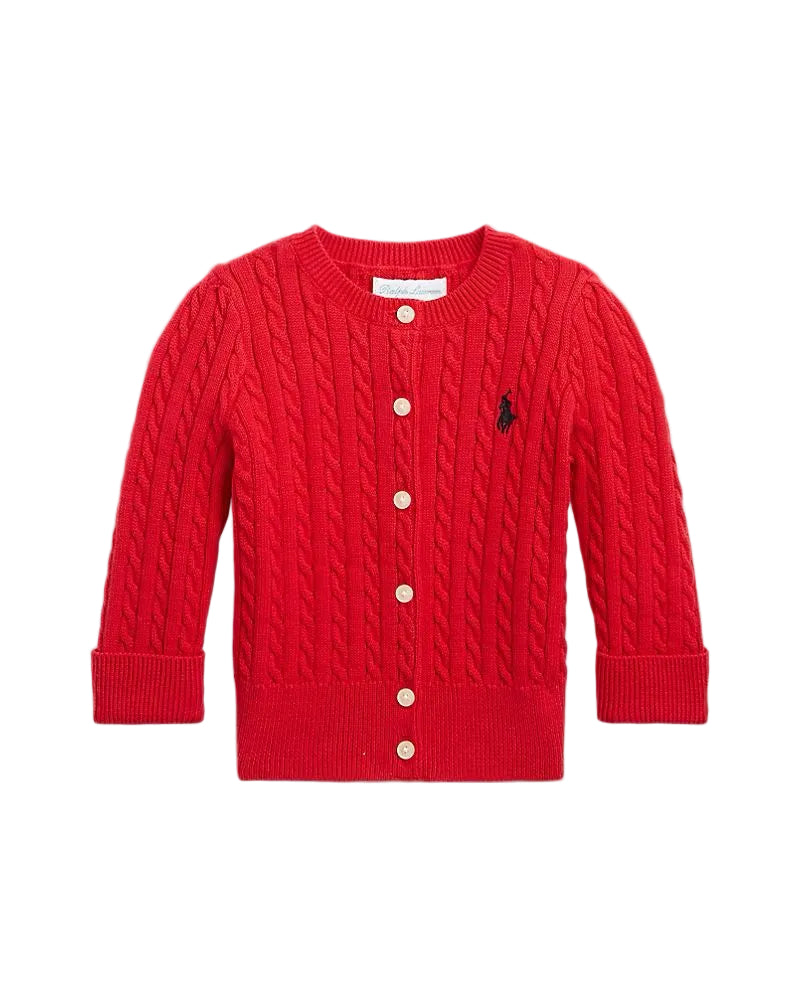 (Pre-Order) Ralph Lauren Mini-Cable Cotton Cardigan Red