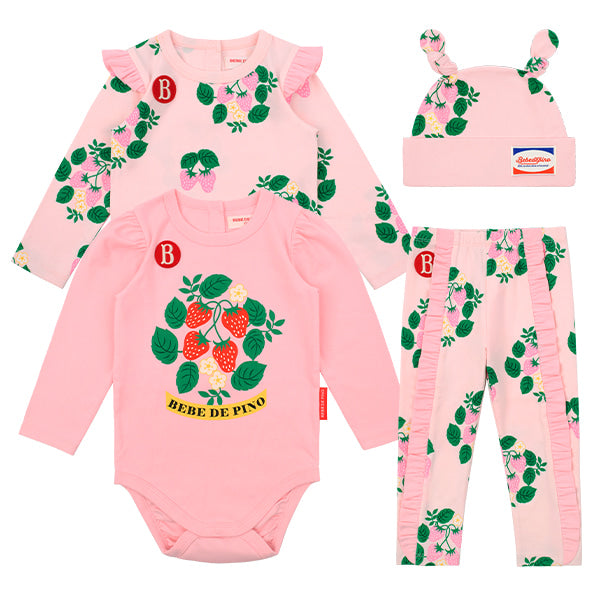 (Pre-Order) Bebedepino Baby Strawberry All-Over Bodysuit Set