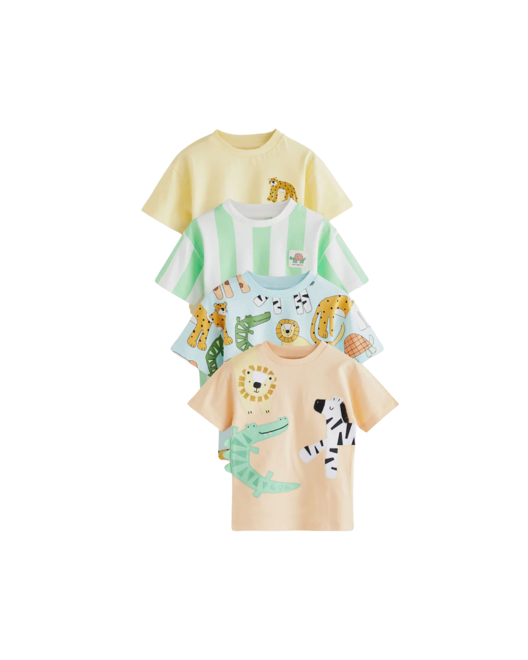 (Pre-Order) Multi Safari Animal Short Sleeve T-Shirts 4 Pack