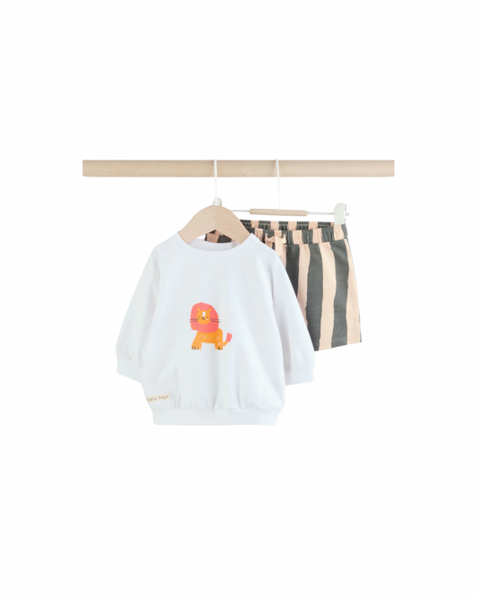 (Pre-Order) Black/White Sweatshirt and Shorts Baby Set