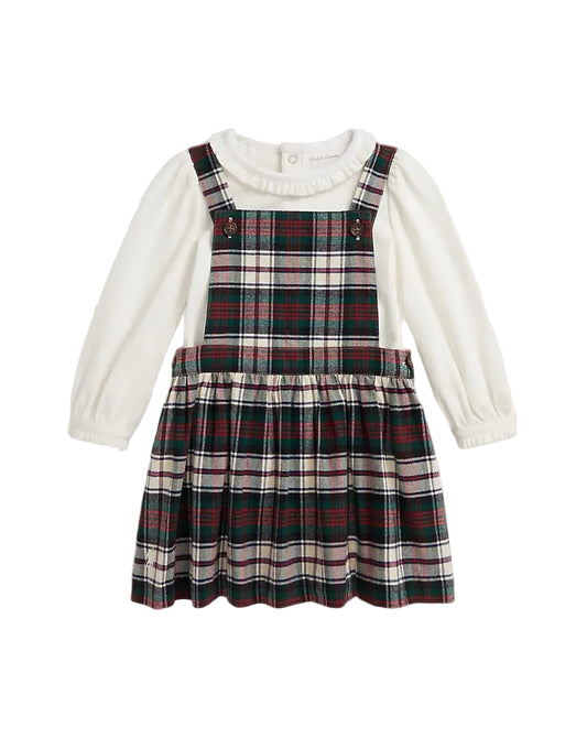 (Pre-Order) Ralph Lauren Cotton Bodysuit & Plaid Dress Set
