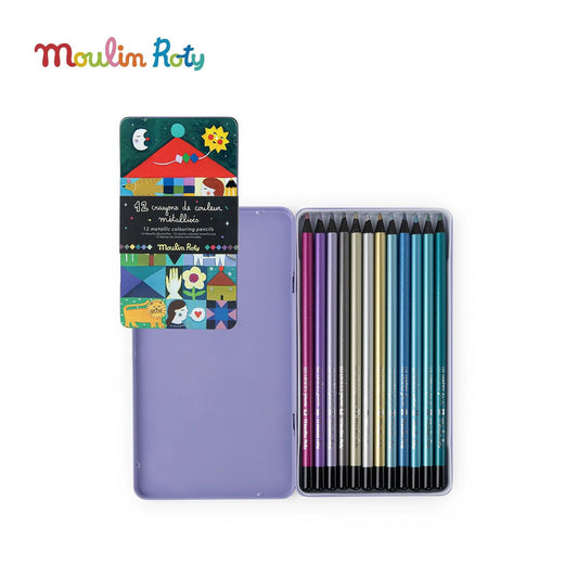 (Pre- Order) Moulin Roty Metalic Color Crayon 12pc