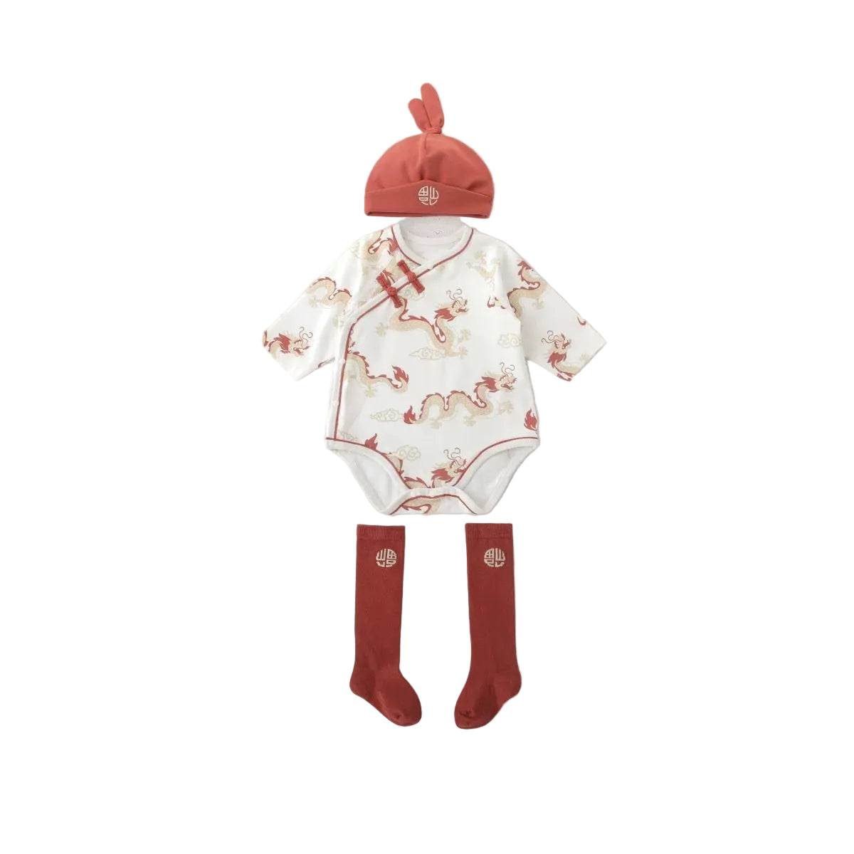 (Pre-Order) Han Gong Fu Vintage Dragon Scroll Jumpsuit (Incl hat and socks)