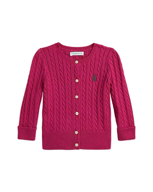 (Pre-Order) Mini-Cable Cotton Cardigan Preppy Pink