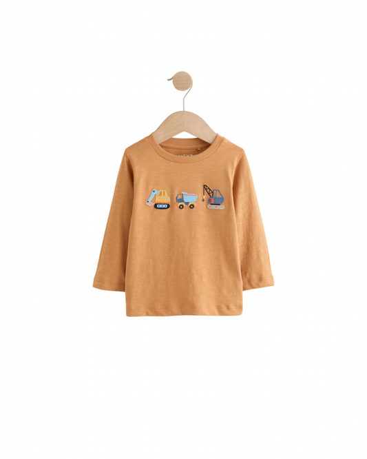 (Pre-Order) Mustard Yellow Digger Transport Long Sleeve Appliqué T-Shirt
