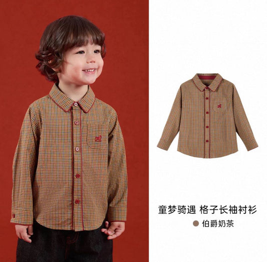 (Pre-Order) Zozo Mommy Earl Grey Plaid Shirt