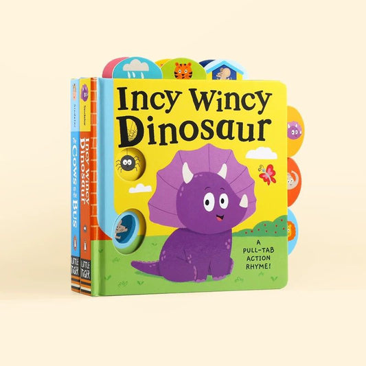 (Pre-Order) Caterpillar Little Bean Full English Incy Wincy Dinosaurs & Cow on the Bus Set of 2 Pull Along Books