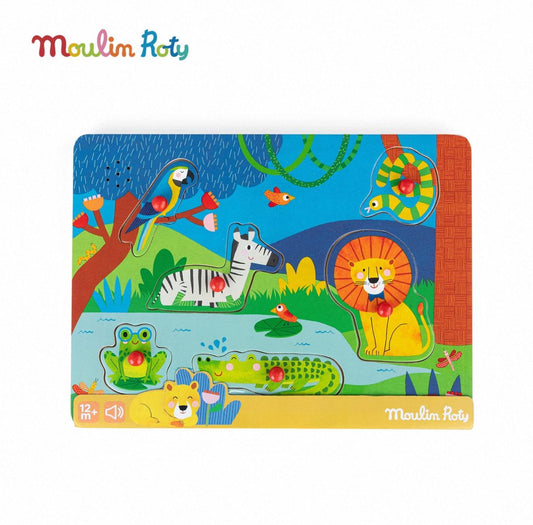 (Pre- Order) Moulin Roty Baby Puzzle with Sound - Animal