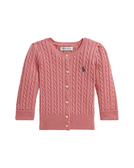 (Pre-Order) Ralph Lauren Mini-Faded Peony Cable Cotton Cardigan