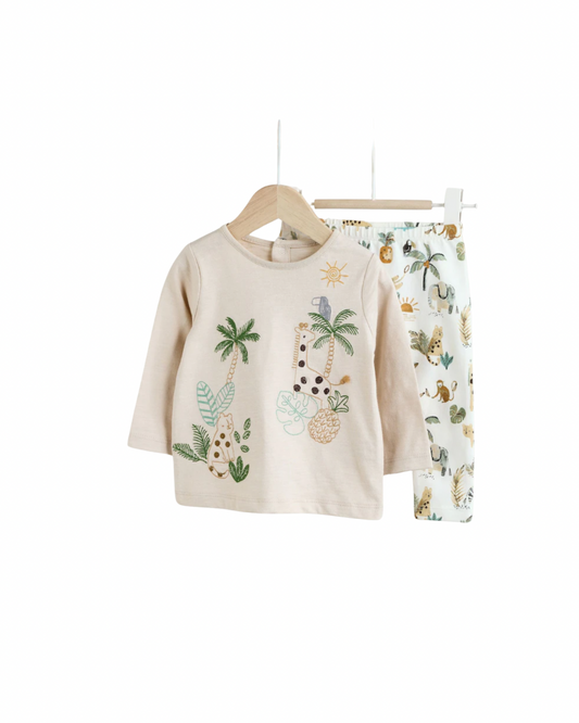 (Pre-Order) Neutral Safari Baby T Shirt and Legging Set