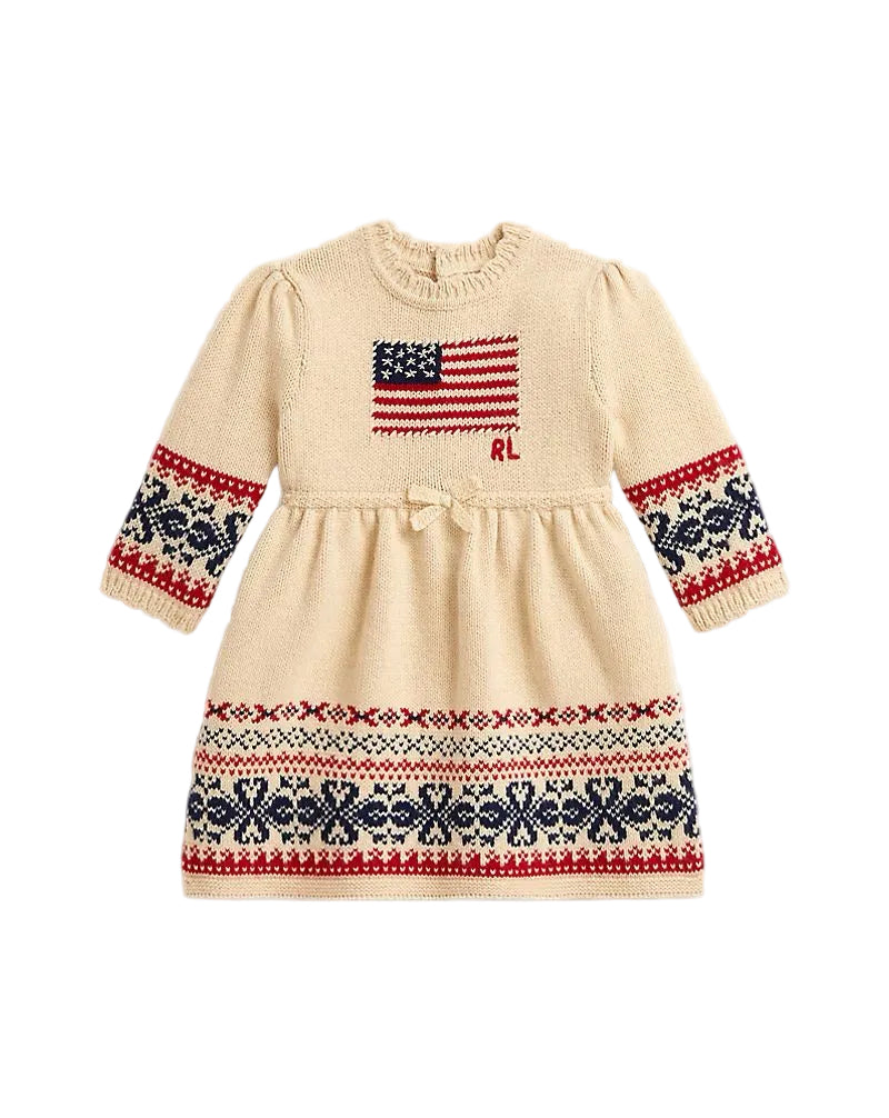 (Pre-Order) Ralph Lauren Flag-Intarsia Cotton-Wool Dress