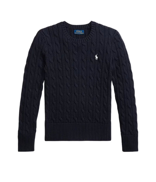 (Pre-Order) Ralph Laura Cable-Knit Cotton Sweater Navy