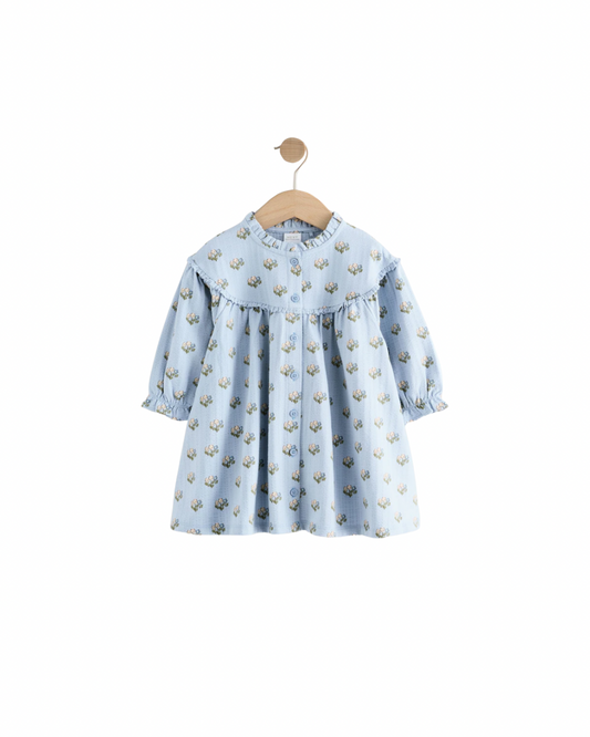 (Pre-Order) Blue Puff Sleeve Dress