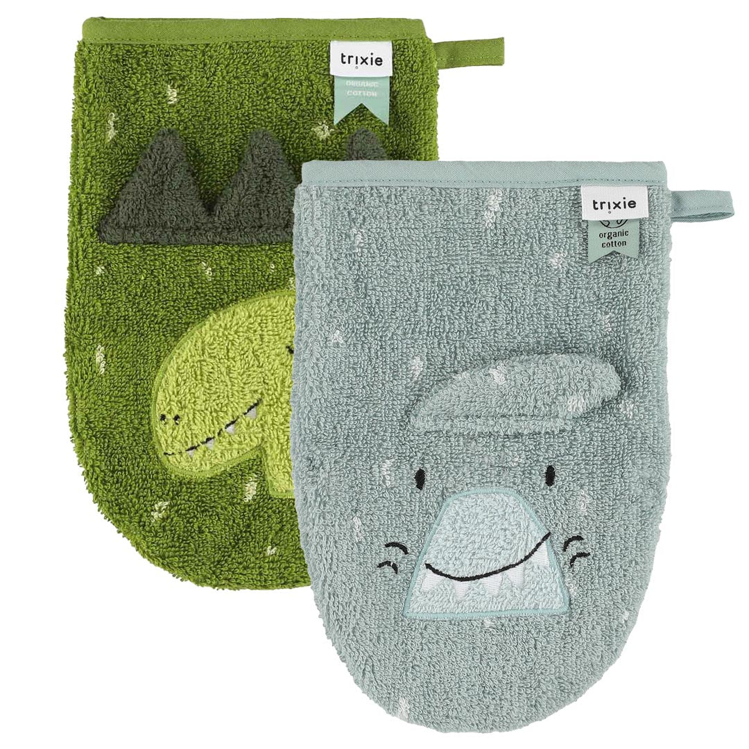 (Pre-Order) SALE Trixie Wash mitt 2-pack | Mr. Shark - Mr. Dino