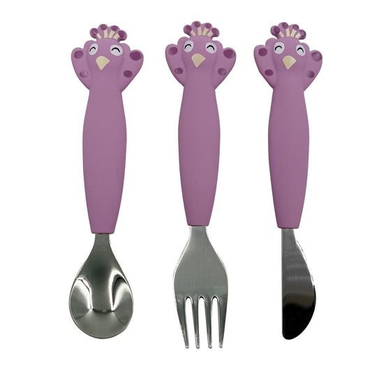 (Pre-Order) SALE Trixie Children's cutlery set made of stainless steel and silicone, 3-piece - Mrs. Peacock