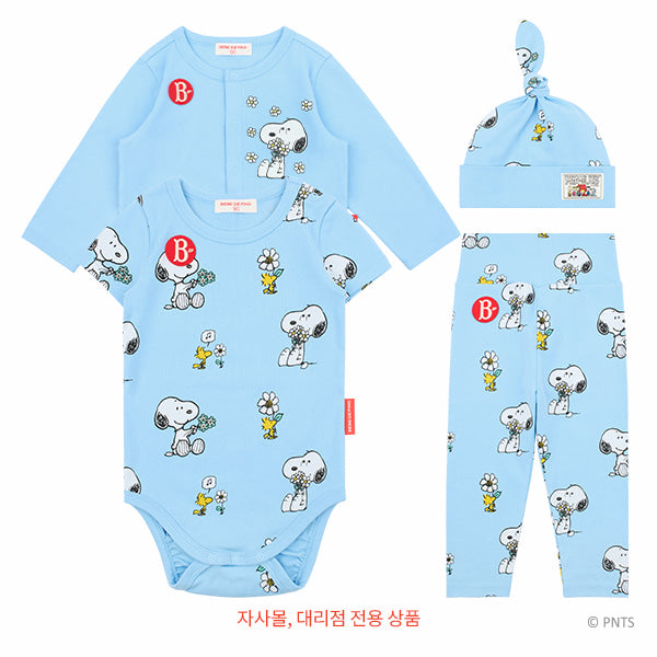 (Pre-Order) Bebedepino Baby Flower Snoopy All-Over Loungewear Suit Set