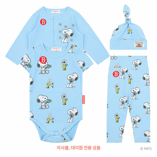 (Pre-Order) Bebedepino Baby Flower Snoopy All-Over Loungewear Suit Set