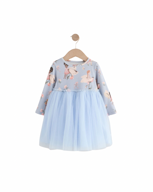 (Pre-Order) Blue Fairy Long Sleeve Mesh Party Dress