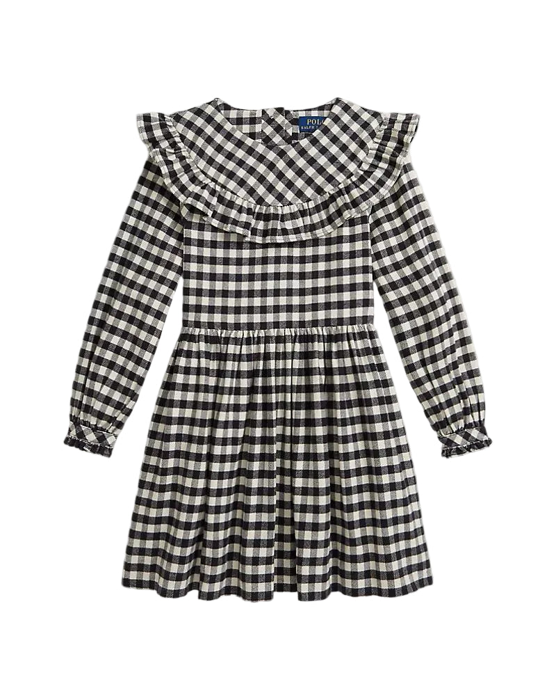 (Pre-Order) Ralph Lauren Buffalo Check Ruffled Cotton Twill Dress