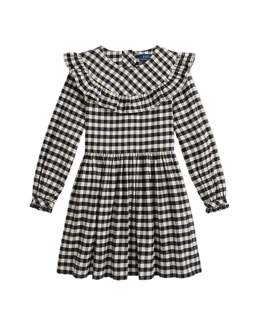 (Pre-Order) Ralph Lauren Buffalo Check Ruffled Cotton Twill Dress