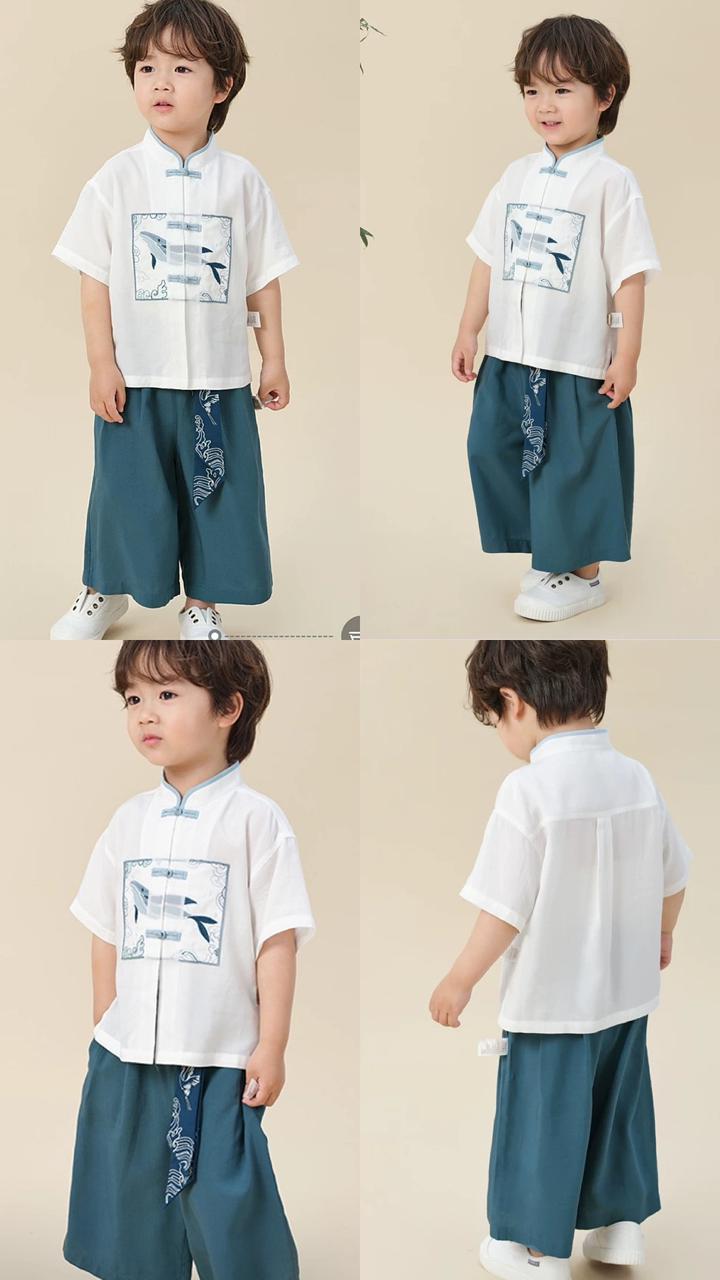 (Pre-Order) Dave & Bella Boys Chinese Style Two-Piece Set
