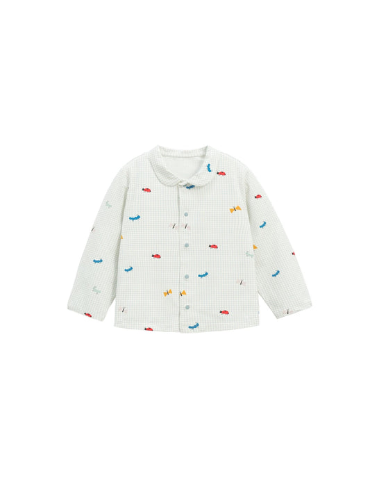 (PREORDER) White Wheat Checked Bug Longsleeve Shirt