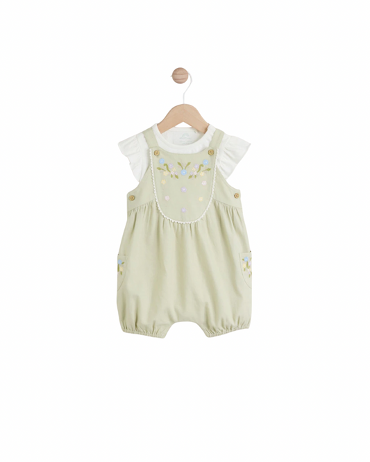 (Pre-Order) Next Sage Green Embroidered Floral Short Sleeve 100% Cotton