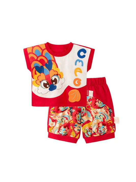 (Pre-Order) Zhang Ming Fu Kids' Red Cartoon Dragon Set