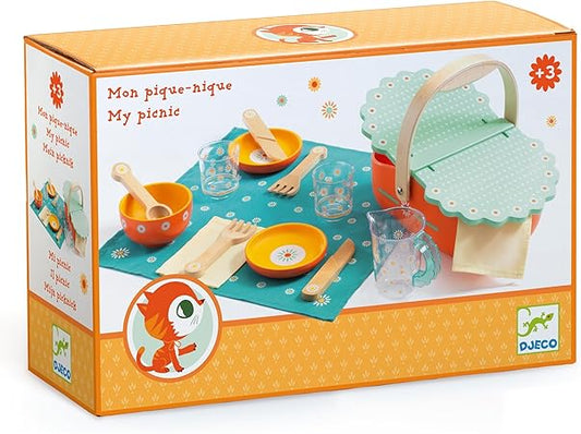 (Pre-Order) Djeco Picnic Play Set - Basket, Blanket, Pitcher, Glasses & Place Settings