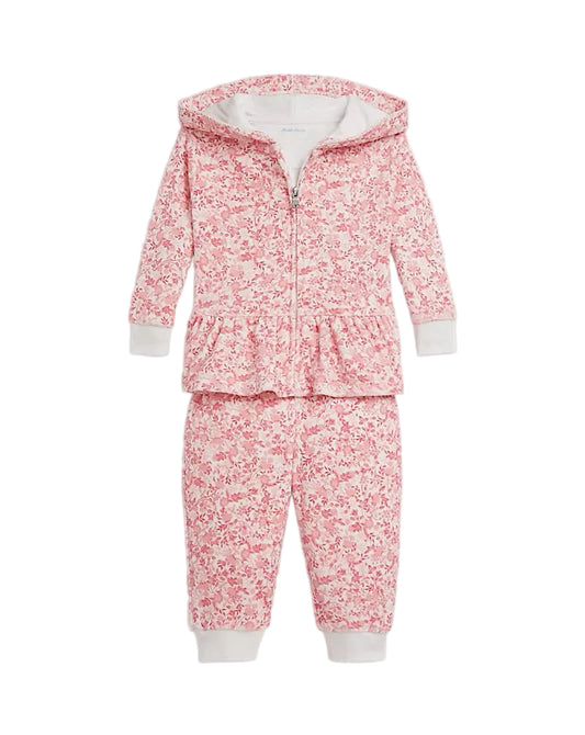 (Pre-Order) Ralph Lauren Floral Velour Full-Zip Hoodie & Pant Set