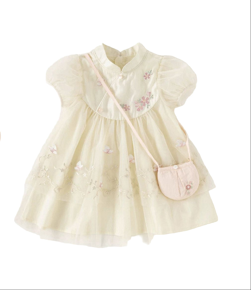 (Pre-Order) Dave & Bella Girls Summer Noble White Mesh Princess Dress