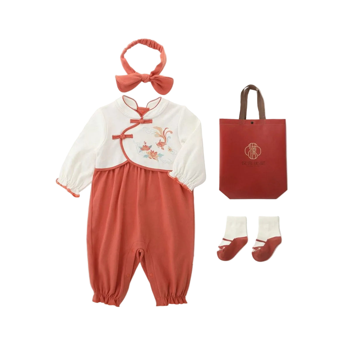 (Pre-Order) Han Gong Fu Heritage Maiden Bloom Jumpsuit (incl socks, hairband)