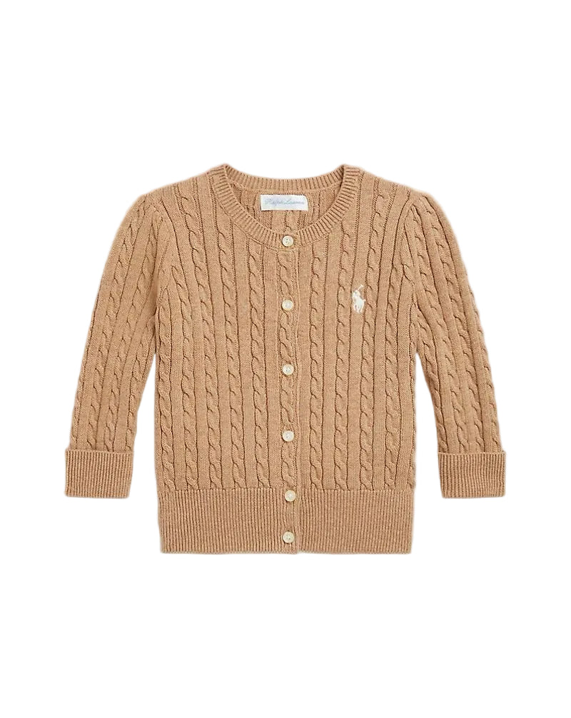 (Pre-Order) Ralph Lauren Mini-Cable Cotton Cardigan Camel Heather