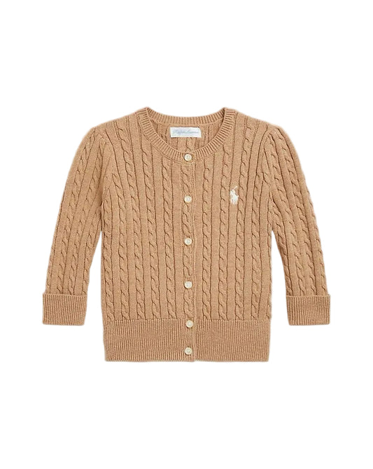 (Pre-Order) Ralph Lauren Mini-Cable Cotton Cardigan Camel Heather