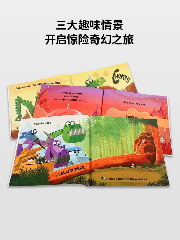 (Pre-Order) Caterpillar Little Bean Full English Diggersaurs Series Set of 3 Books