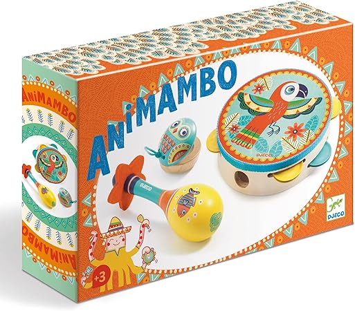 (Pre-Order) Djeco Animambo Tambourine, Maraca, Castanet Music Instrument Set