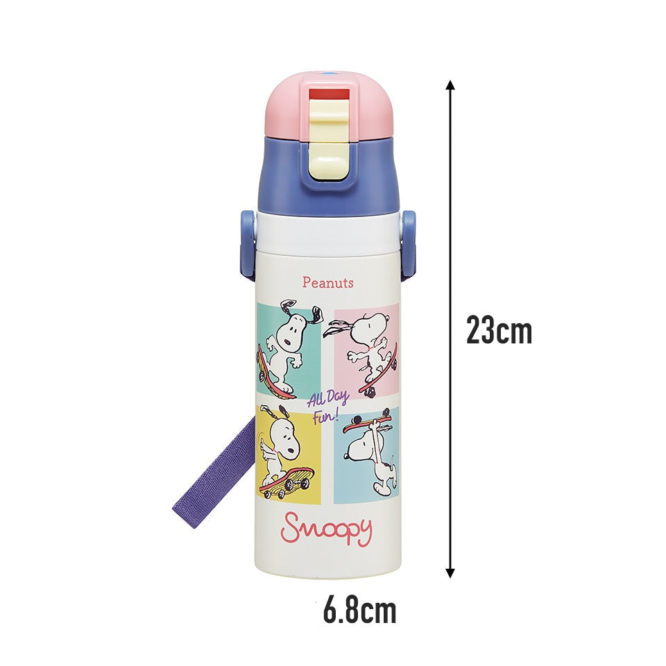 (Pre-Order) Skater Ultra-lightweight stainless steel bottle, 470ml, Snoopy skateboard