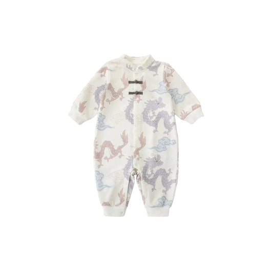 (Pre-Order) Han Gong Fu Vintage Dragon All-Over Print Romper