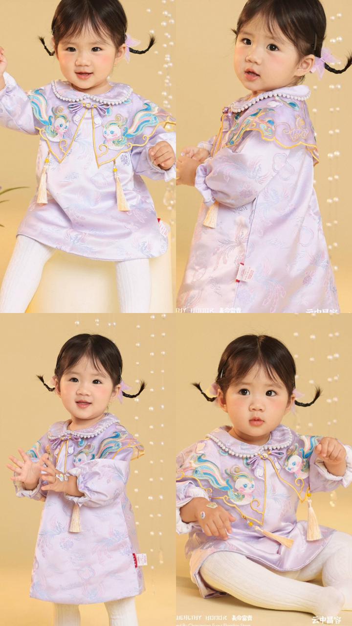 (Pre-Order) Zhang Ming Fu  Celestial Cherub Cheongsam (Include hairpin)