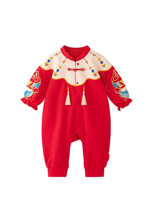 (Pre-Order) Zhang Ming Fu Auspicious Red Baby Jumpsuit