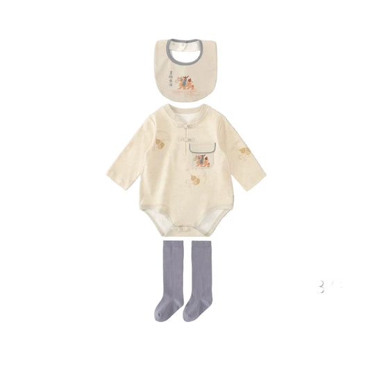 (Pre-Order) Han Gong Fu Classic Oriental Pocket Jumpsuit (incl bib and socks)