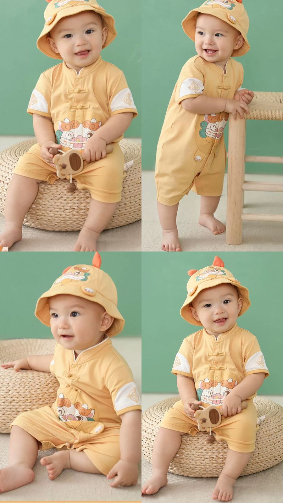 (Pre-Order) Han Gong Fu Golden Guardian Lion Festive Romper